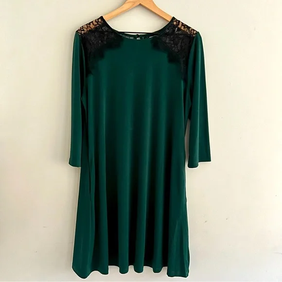 Nina Leonard | Dresses | Green Trapeze Style Dress Size Large | Poshmark